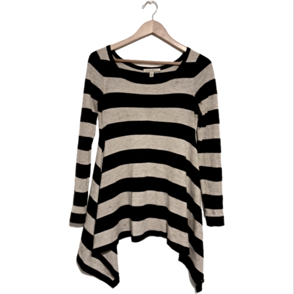 Autumn Cashmere Sweater Black & Cream Two Tone Long Sleeve Stripe